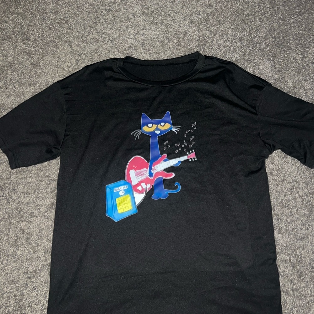 Black Pete the Cat Graphic T-Shirt